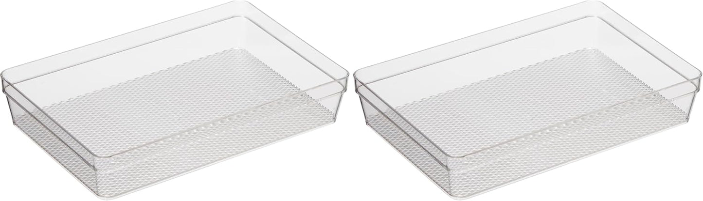Oggi Set of 5 Clear Drawer Organizers - (1) 3x6.25, (2) 3x9.5, (2) 3x12.5 - Ideal for Organizing Kitchen Drawers, Office, Desk, Silverware, Kitchen Utensils, Cosmetics and Bathrooms