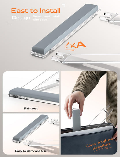 LOXP Laptop Stand for Desk, Metal Laptop Stand with Wrist Support, Ergonomic Detachable Laptop Riser, Aluminum Lectern, Computer Stand for MacBook Air Pro, HP, Dell, XPS, HP (10-17") Laptops - Black