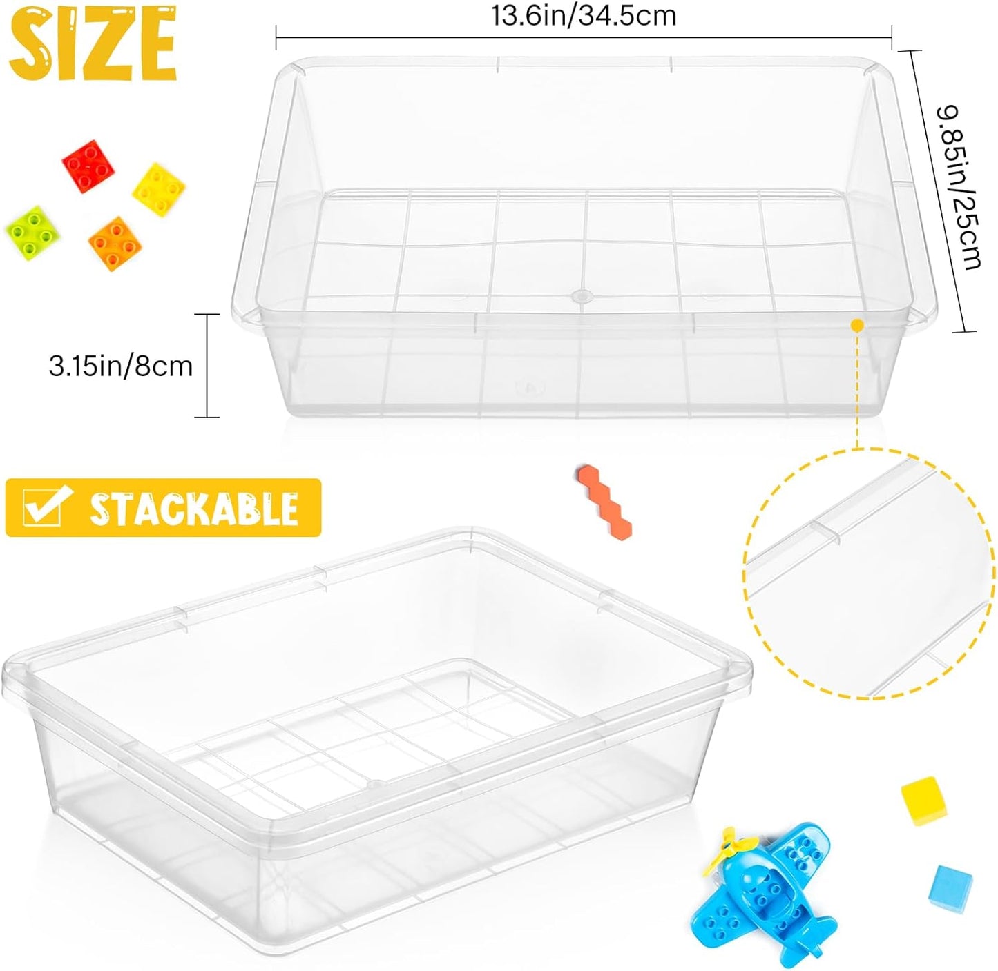Hoteam 10 Pcs Flat Storage Organizer Tray Bin Paper Tray for Classroom Plastic Stackable File Organizer for School Office Teacher Book Organization(Clear,13.78 x 9.84 x 3.15 Inch)