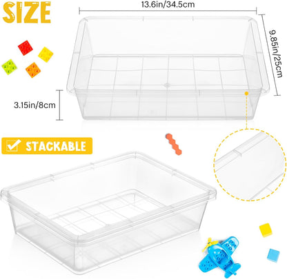 Hoteam 10 Pcs Flat Storage Organizer Tray Bin Paper Tray for Classroom Plastic Stackable File Organizer for School Office Teacher Book Organization(Clear,13.78 x 9.84 x 3.15 Inch)