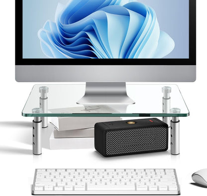 KKTONER GLASS Monitor Stand with Height Adjustable for Home Office 2 Pack Computer Monitor Riser PC Screen Riser for Desk Organzier Laptop