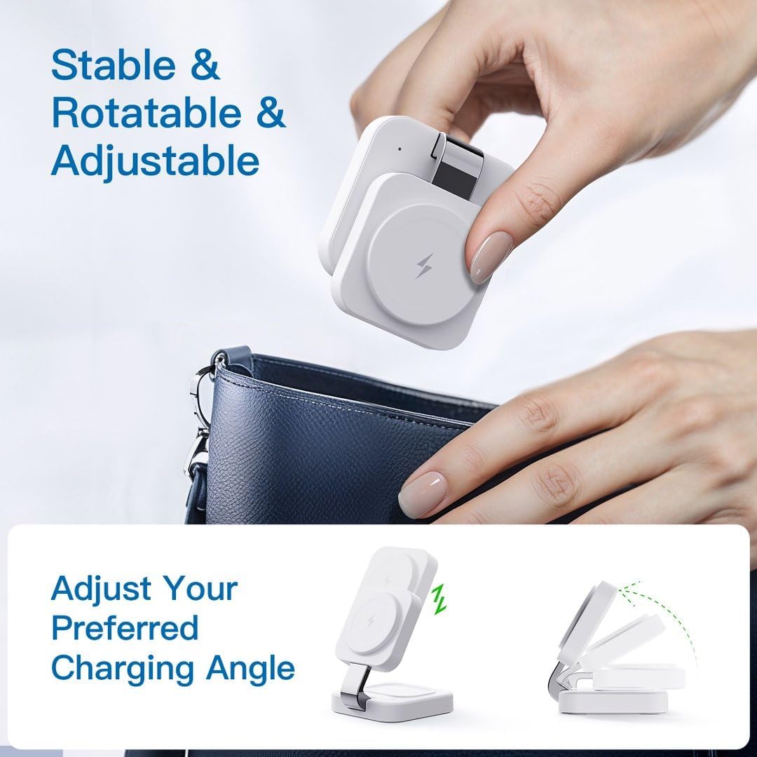 RYND 2026 Traveling Wireless Mag-Safe Fast Charging Station,Magnetic 3 in 1 Charger with iPhone 17 16 15 14 13 12 Pro Max Plus,Apple Watch Series & Air pods 4 3 2 Pro-Gifts for Wife & Husband(White)