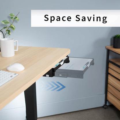 VIVO Under Desk Sliding 11 inch Pull-Out Whiteboard Drawer, Compact Dry Erase Board Note-Taking Workstation Organizer, White Surface, Black Frame, DESK-WB01S