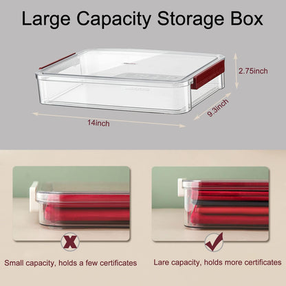 Clear File Storage Box with Lids, A4 Storage Box for 8"x11" Paper, Plastic A4 Container, Stackable Magazine File A4 Paper Project Case Bins, Desk Organizer Office Invoice Document