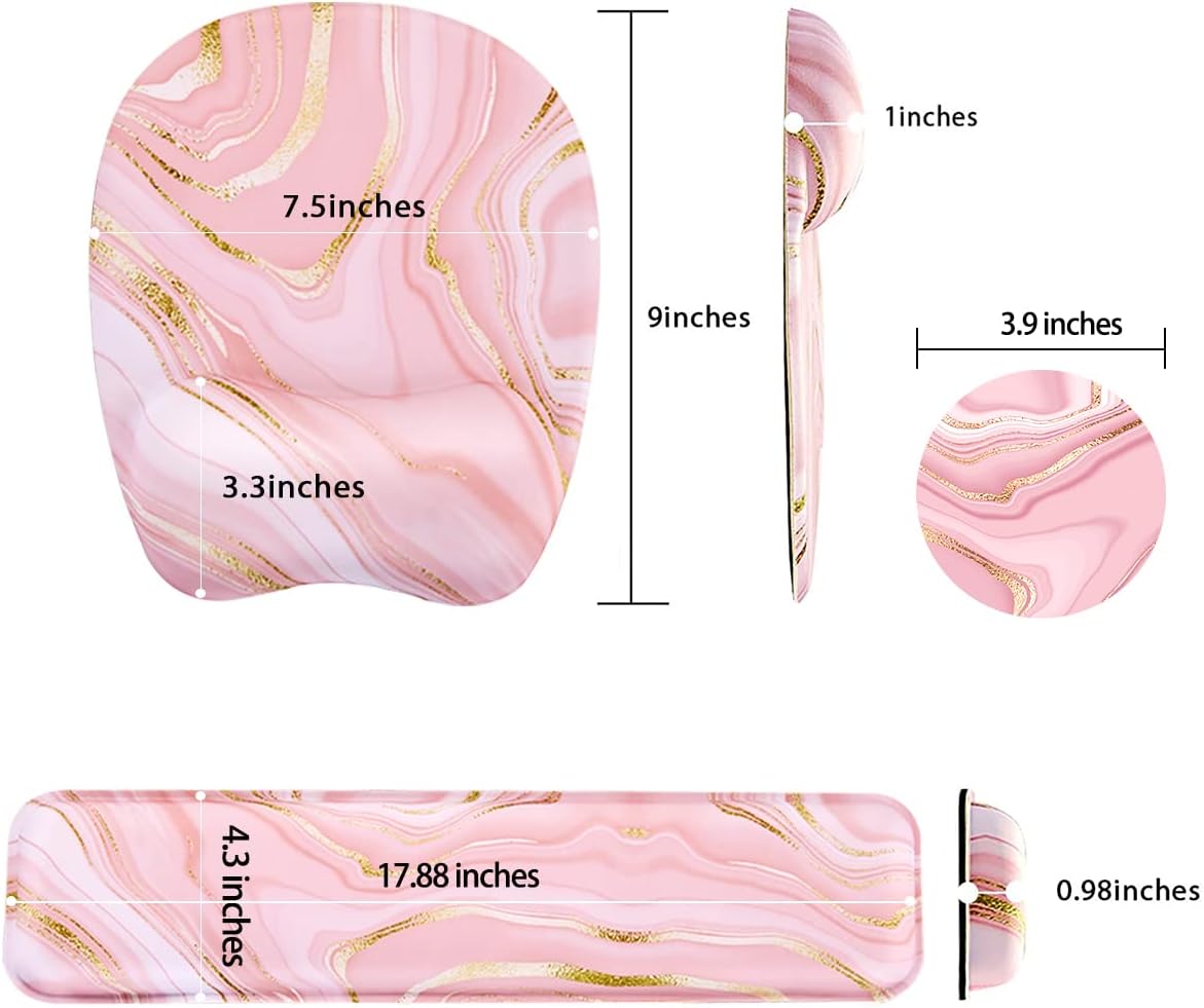 Memory Foam Set Wrist Rest Pad & Mouse Wrist Rest Support,Ergonomic Design for Office,Home,Laptop,Desktop Computer,Gaming Keyboard - Pink