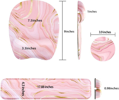 Memory Foam Set Wrist Rest Pad & Mouse Wrist Rest Support,Ergonomic Design for Office,Home,Laptop,Desktop Computer,Gaming Keyboard - Pink