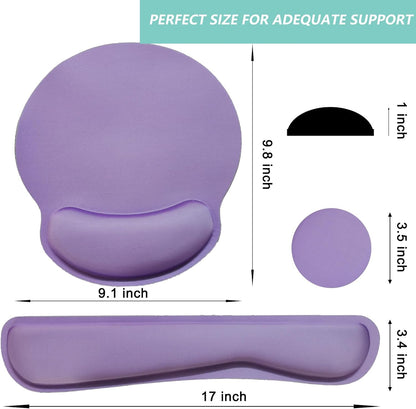 Keyboard Wrist Rest Pad Mouse Pad with Wrist Support Set of 3, Mousepad with Non-Slip Rubber Base, Ergonomic Memory Foam Mouse Wrist Cushion Support for Home Office Laptop Computer, Flower Black