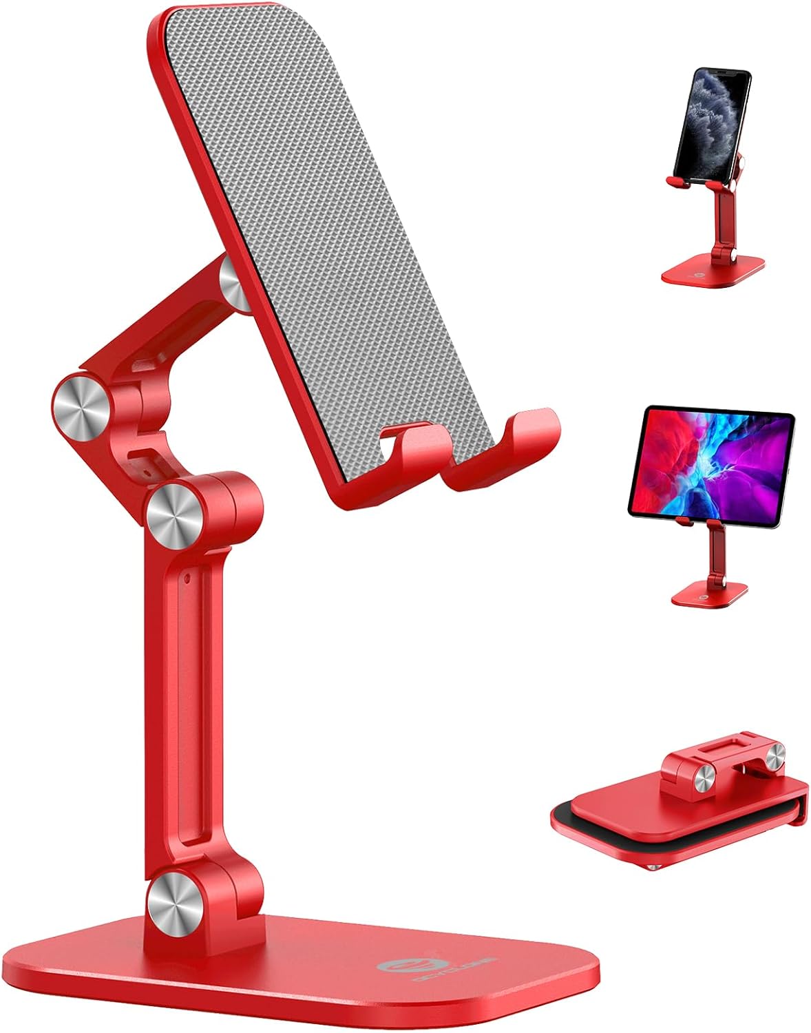 OCYCLONE Phone Stand, Adjustable Height and Angle Foldable Cell Phone Stand Holder for Desk, Taller iPhone Stand Compatible with 4.7"-13" Smartphones iPad Tablet, Black