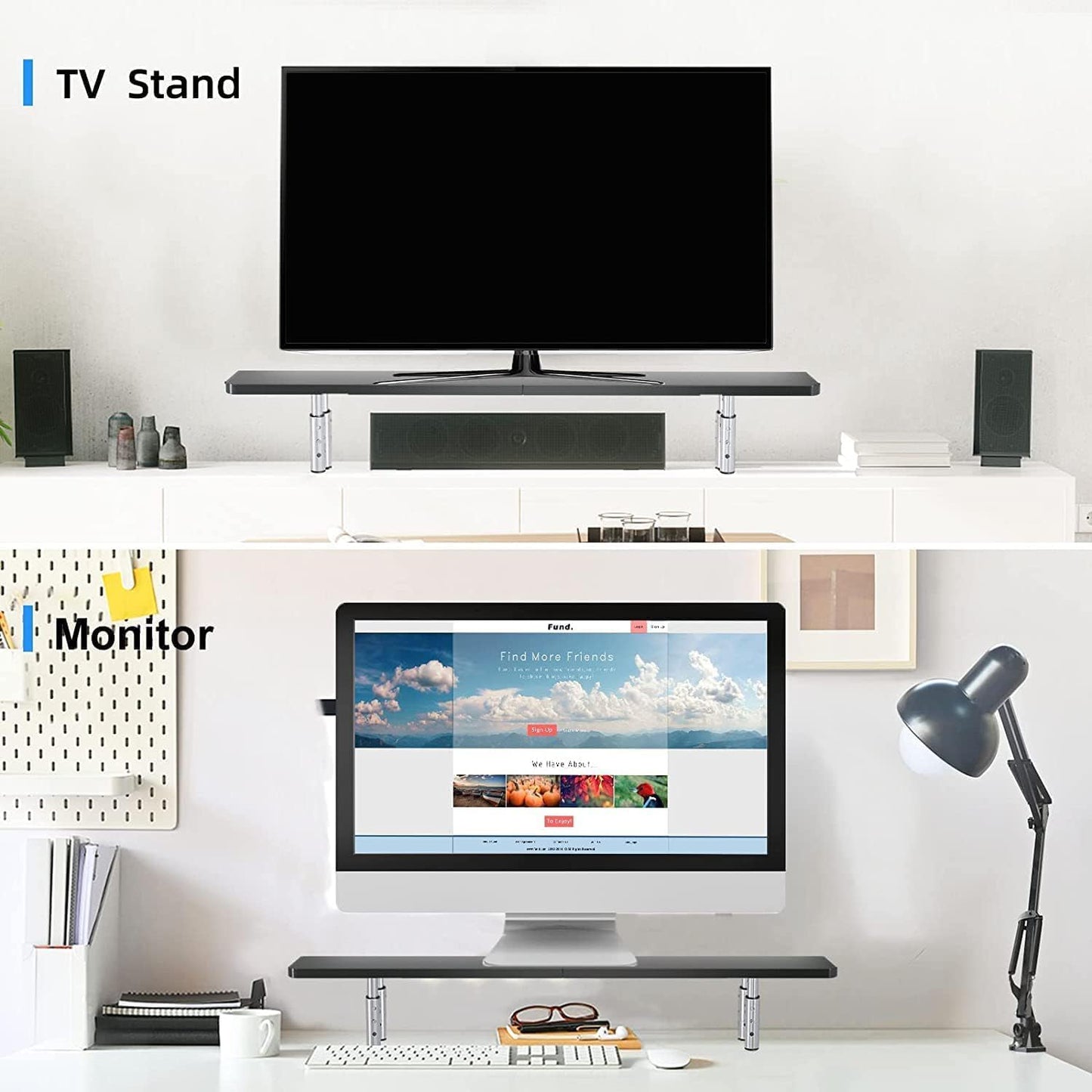 suptek Computer Monitor Stand Riser,Monitor Riser for Laptop, Printer, Notebook and All Flat Screen TV Display with Vented Platform,3 Height Adjustable Laptop Riser,1 Pack,Black(MST003)