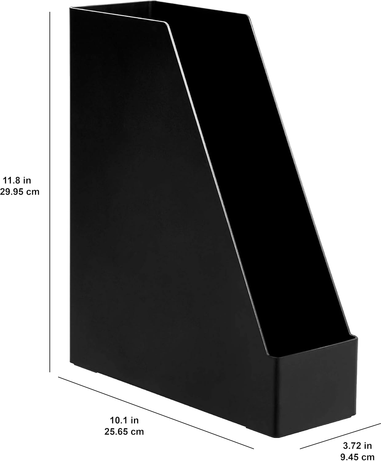 Amazon Basics Plastic Desk Organizer Magazine Rack and File Holder, Black, 2-Pack