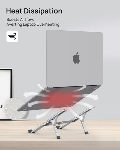 SODI [Ultra Compact] Foldable & Portable Laptop Stand for Desk, Lightweight Tablet Stand for Business Travel, Library, Cafe, 6 Level Height Ergonomic Aluminum Computer Holder for 10-16" Laptops