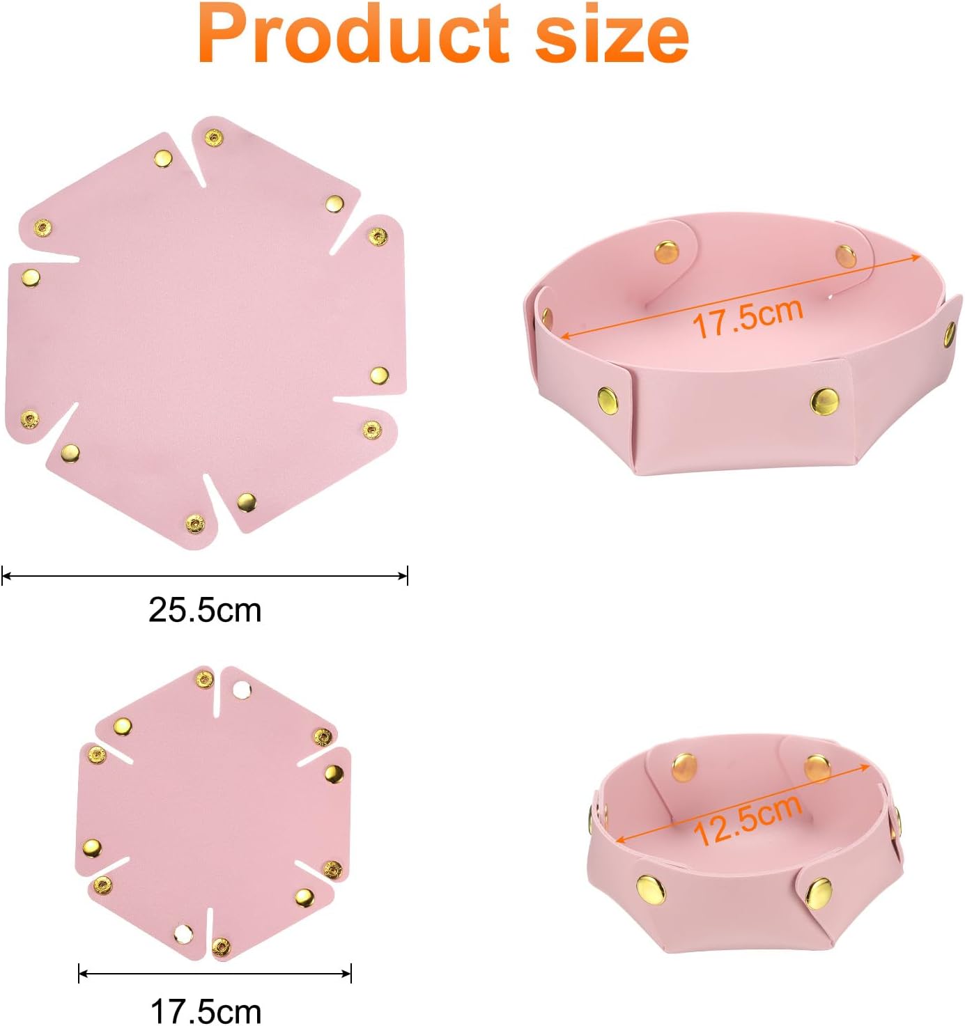 uxcell 2 Pcs Valet Tray for Women and Men, PU Leather Jewelry Tray Entryway Table Bedside Nightstand Catchall Storage Organizer for Jewelry Key Coin Watch Wallet (2 Size, Pink)