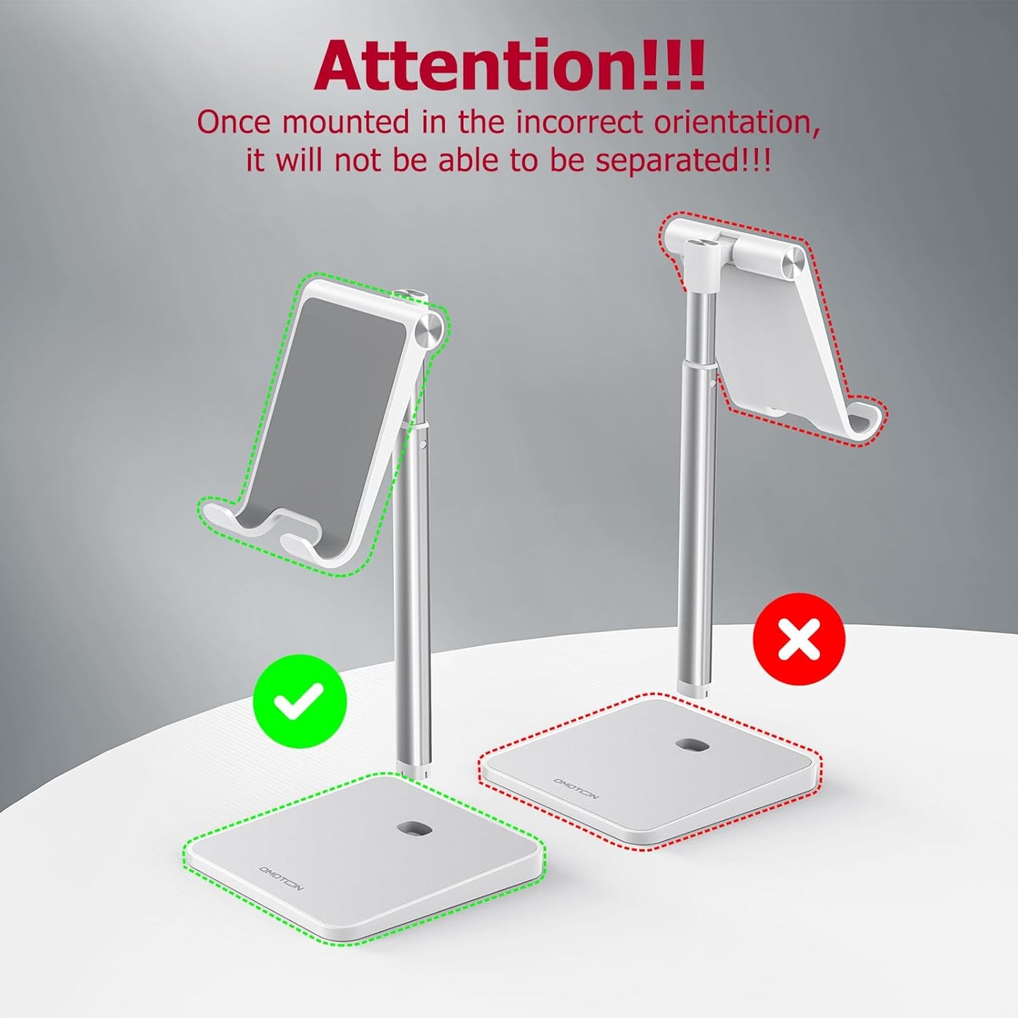 OMOTON Cell Phone Stand, Adjustable Angle Height Desk Phone Dock Holder for iPhone Air 17 Pro Max/Plus/XS/XR, Samsung Galaxy S20 / S10 / S9 / S8 and Other Phones (3.5-7.0-Inch)