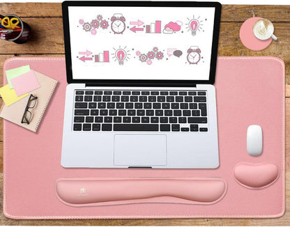 4-in-1 Large Gaming Mouse Pad, Keyboard Wrist Rest Pad & Wrist Support Mousepad Set, Extended Desk Pad Waterproof Desk Mat for Home Office Study Game-Black