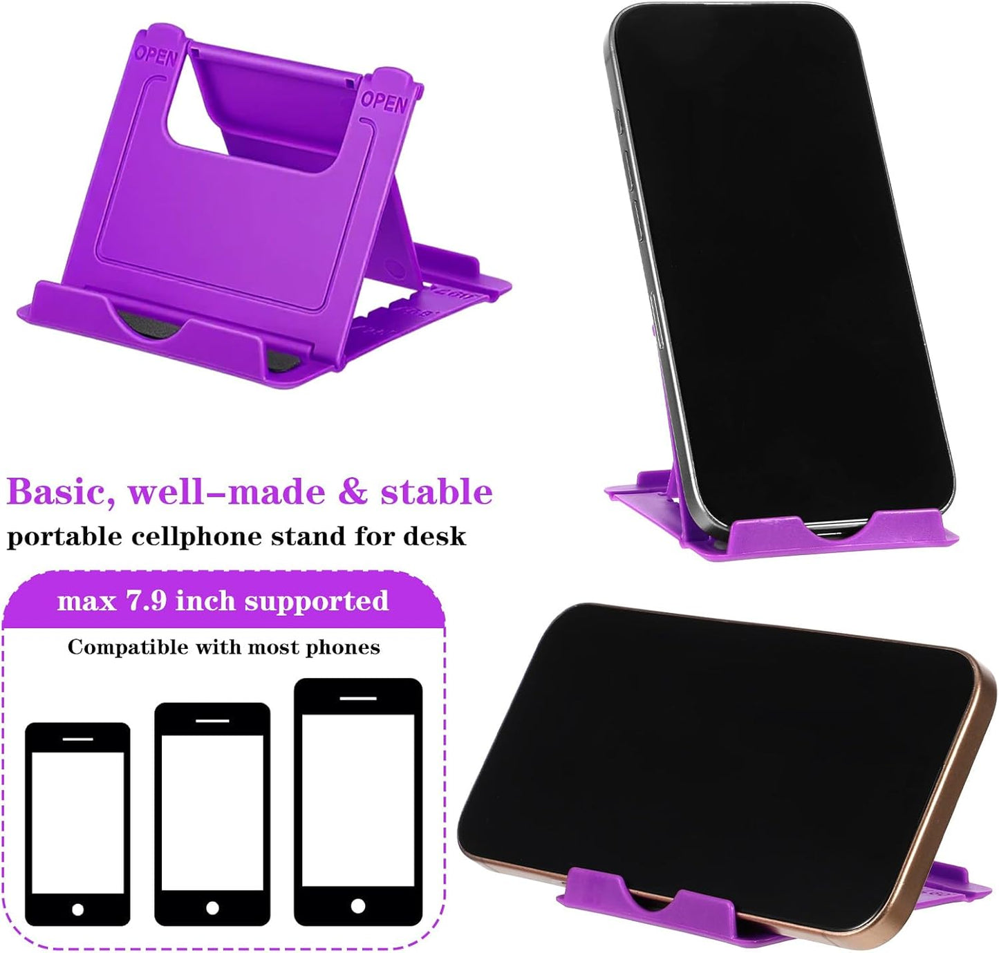 SynHHergyx Cell Phone Stand for Desk, 6 Pcs Colorful Foldable Phone Stand Portable Universal Adjustable Cellphone Holder Compatible for Most Mobile Phones Tablet