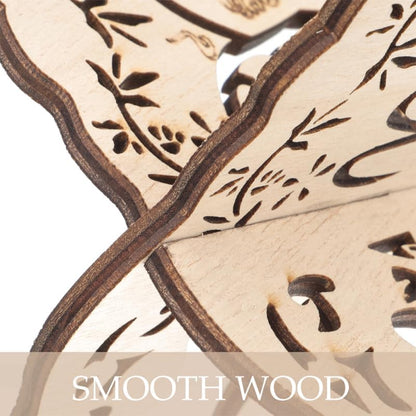 2Pcs Quran Holder Book Stand Wooden Carved Prayer Book Display Holder for Bible Magazine Cookbook