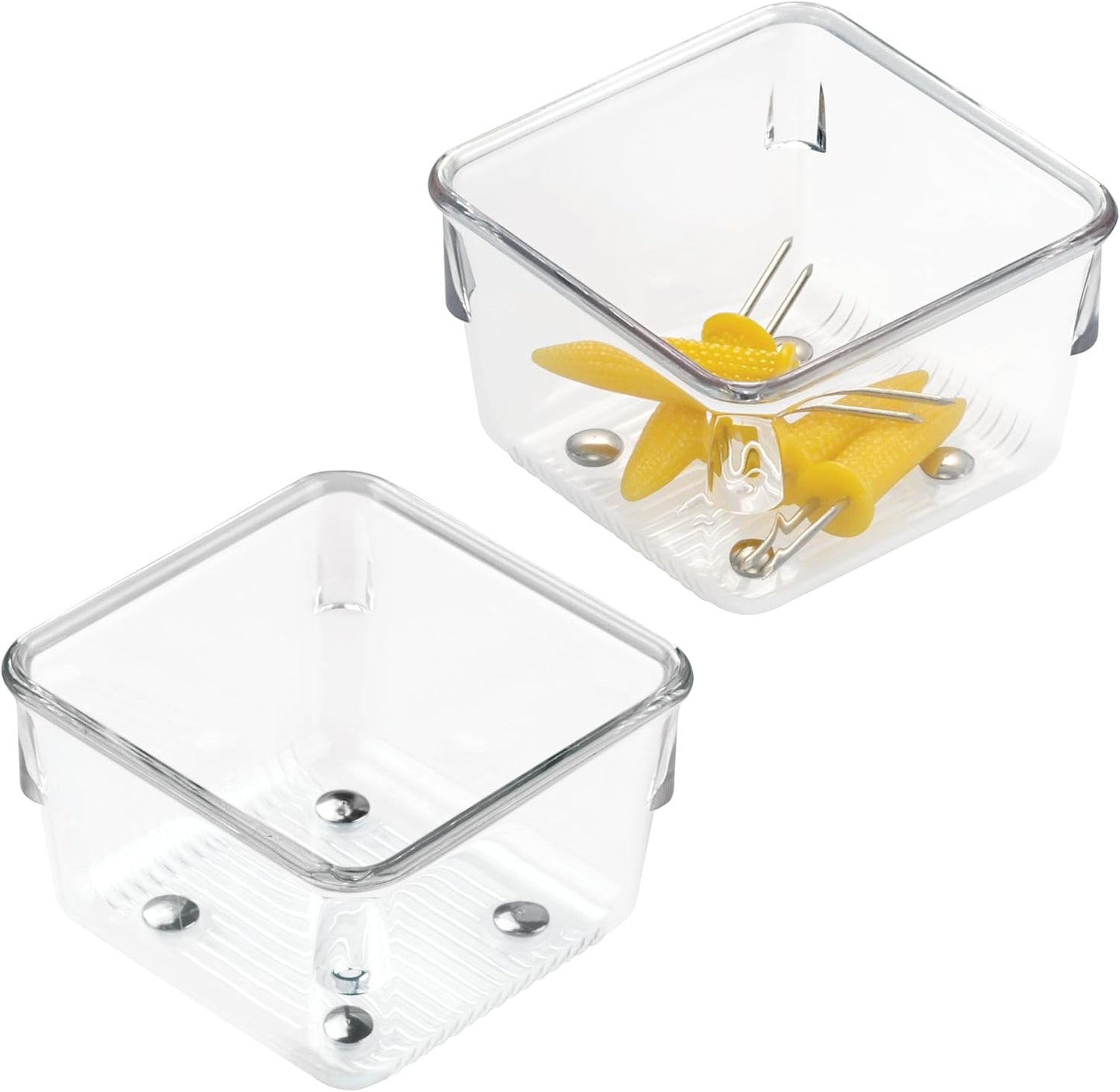 iDesign Plastic Drawer Organizer Bins - Storage for Kitchen, Bathroom, and Desk Drawers - Set of 6 - Clear