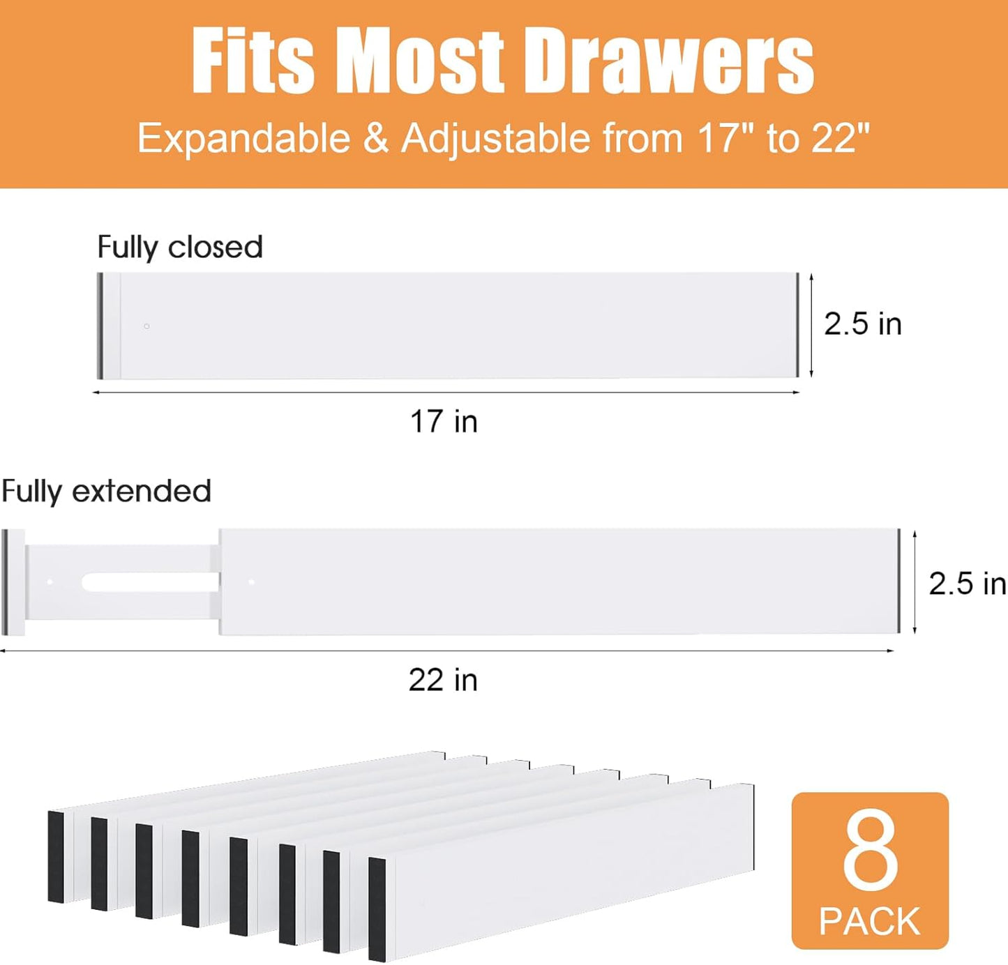Bamboo Drawer Dividers,17-22" Adjustable Kitchen Drawer Organizer for Clothes,4 Pack Expandable Drawer Organization Separators for Bedroom,Bathroom,Dresser and Office,Natural