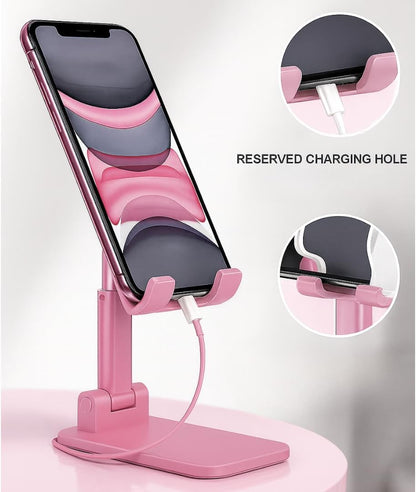 Premium Adjustable Cell Phone Stand, Foldable Desk Phone Holder for iPhone 16 15 14 13 12 11 Pro Max, Galaxy S25 S24 (White)