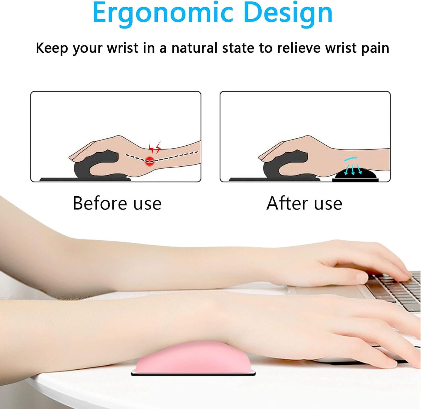 Dapesuom Keyboard Wrist Rest Set, Cute PU Leather Wrist Cushion for Computer Keyboard and Mousepad, Memory Foam Mouse Pad Rests Support with Non-Slip Base for Typing Pain Relief Laptop, Colonial White