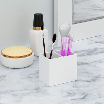 NIUBEE Acrylic Pen Holder 4 Compartments, Clear Pencil Organizer Cup for Countertop Desk Accessory Storage