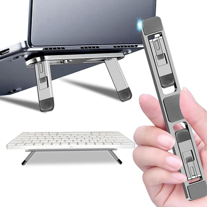 Adjustable Ergonomic Laptop & Keyboard Stand for Desks - Aluminum Alloy Heat Dissipation Riser, Non-Slip Feet for 10-17" MacBook, Dell, HP, Gaming Desktops (Black