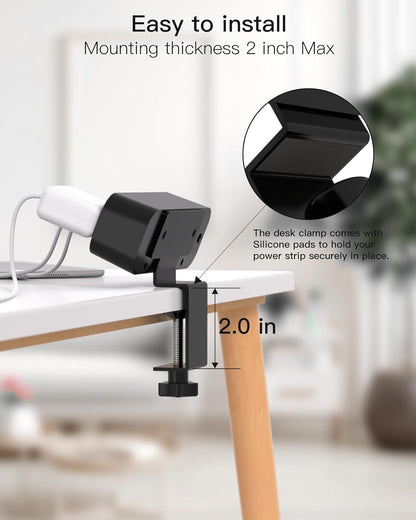 PD30W Desk Clamp Power Strip, Desktop Mount Surge Protector, Fast Charging Station, 5Ft Extension Cord Desk Edge Mount Shelf with 4 Outlets 4 USB Ports (2 USB C), Home Office Accessories Essentials
