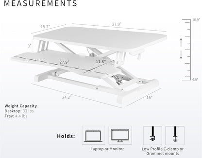VIVO 26 inch Desk Converter, K Series, Height Adjustable Sit to Stand Riser, Dual Monitor and Laptop Workstation with Keyboard Tray, Black, DESK-V026KB