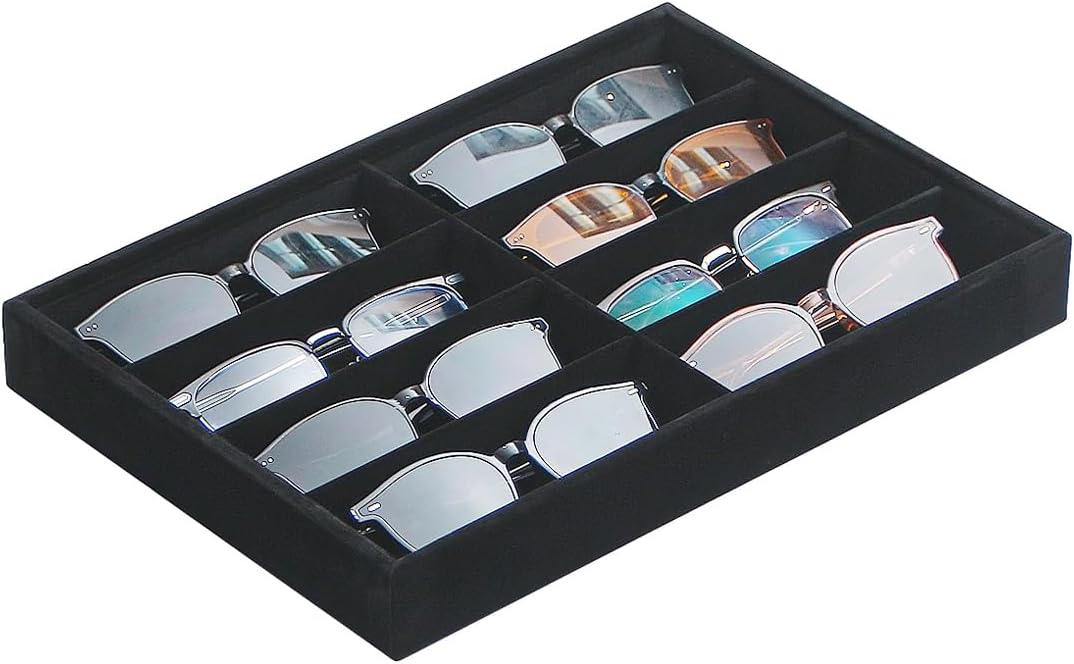 Coward Stackable Jewelry Trays Organizer Set with Clear Lid, Trays for Drawer, Earring Necklace Bracelet Ring Display Organizer (beige(ring+12girds+30girds+The glass lid))