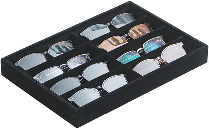 Coward Stackable Jewelry Trays Organizer Set with Clear Lid, Trays for Drawer, Earring Necklace Bracelet Ring Display Organizer (beige(ring+12girds+30girds+The glass lid))