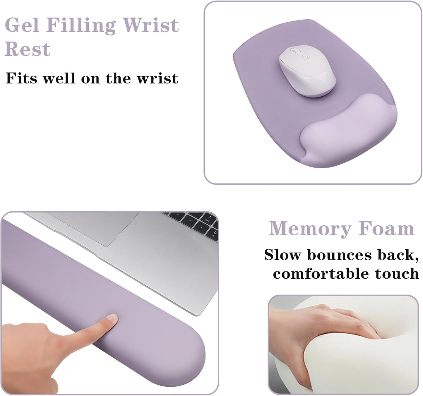 Wrist Rest for Keyboard and Mouse, Ergonomic Gel Computer Keyboard Wrist Rest with Memory Foam, Keyboard Wrist Support Pad for Long Hours of Work, Gaming, Studying-Relieve Wrist Pain