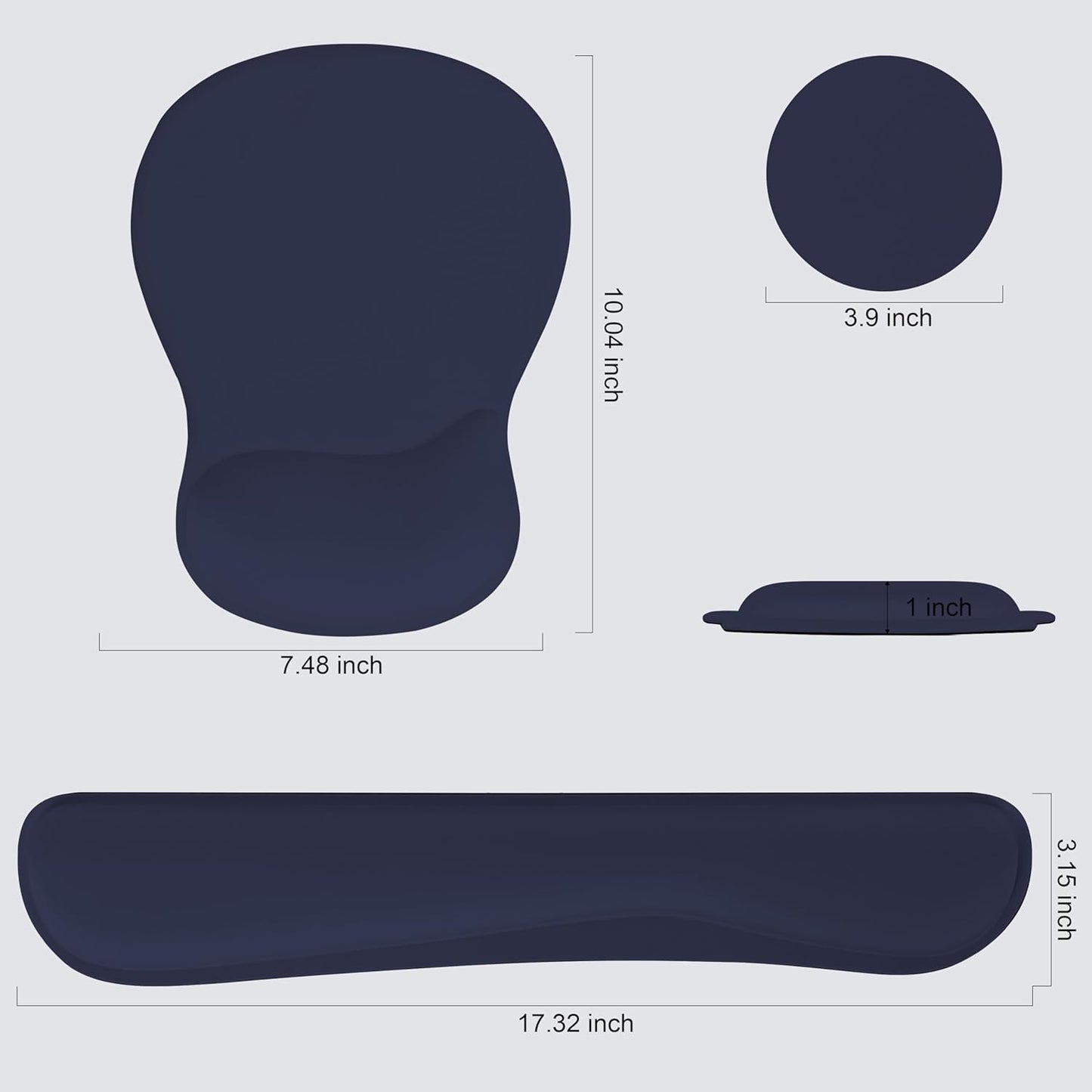 RICHEN Wrist Rest Support for Mouse Pad&Keyboard Set with Coaster,Concave Curved Memory Foam, Non-Slip Base Pain Relief Comfortable Easy Typing Pad for Home/Office (Lavender Purple)