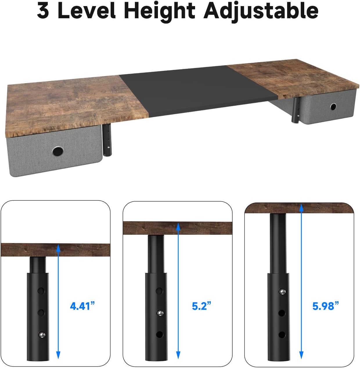suptek Dual Monitor Stand Riser, 32.28Inch Large Monitor Stands for 2 Monitors, Computer Monitor Stand, Wooden Desktop Oraganizer Shelf for Office Desk Computer,TV,Laptop