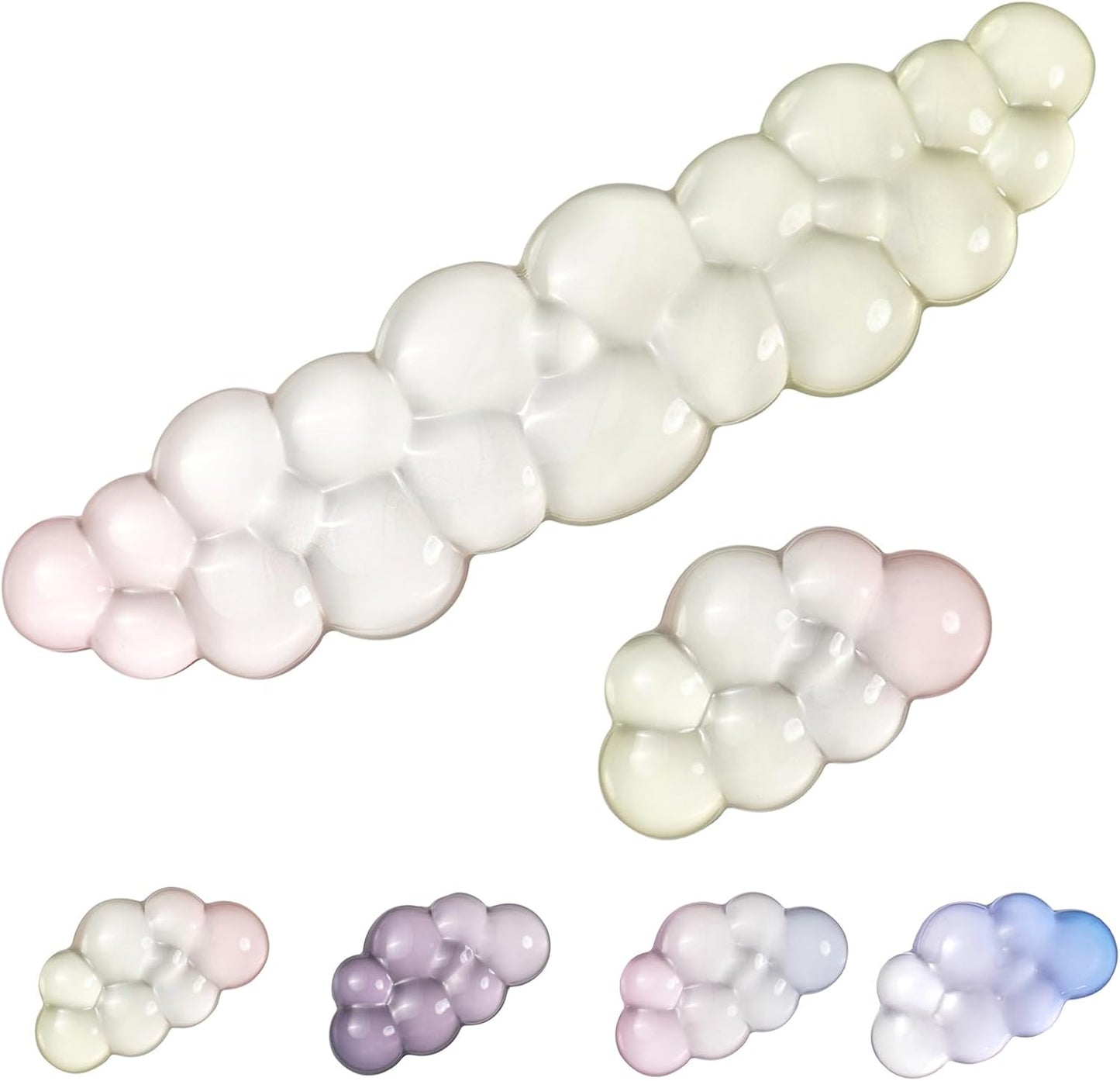 Gel Keyboard Wrist Rest Cloud Set, Clear Ergonomic Wrist Support and Arm Support Keyboard Rest for Typing Pain Relief, with Non-Slip Soft Washable Wrist Rest(Pink Blue)