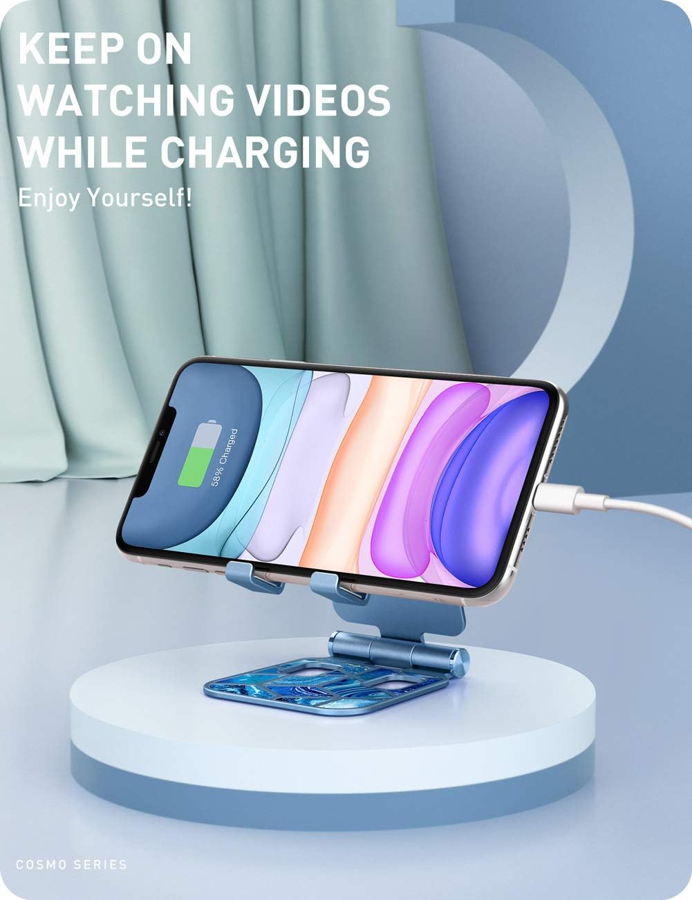 i-Blason Cell Phone Stand for Desk, Cell Phone Holder, Fits All Smart Phones, iPhone 16 15 14 13 Pro Max, Foldable Phone Stand Holder, Marble