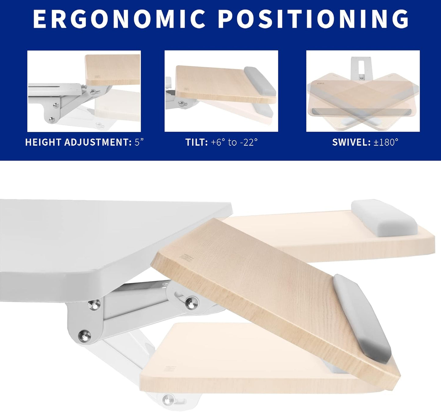 VIVO Adjustable Computer Keyboard & Mouse Platform Tray Ergonomic Under Table Desk Mount Drawer Underdesk Shelf (MOUNT-KB03B)