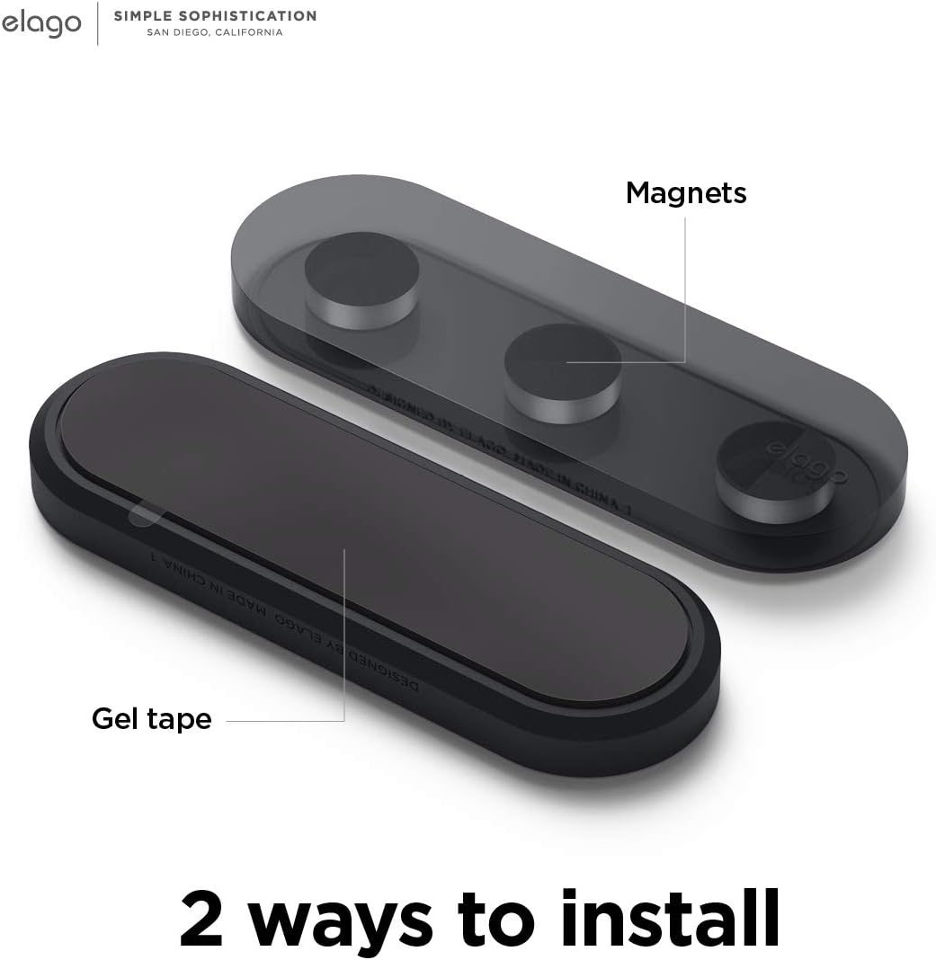 elago Magnetic Cable Management Buttons, Magnetic Cable Holder, Organize 3 Cables, Powerful Magnets, Reusable Sticker Attaches to Surface, Desk Organization (Black)
