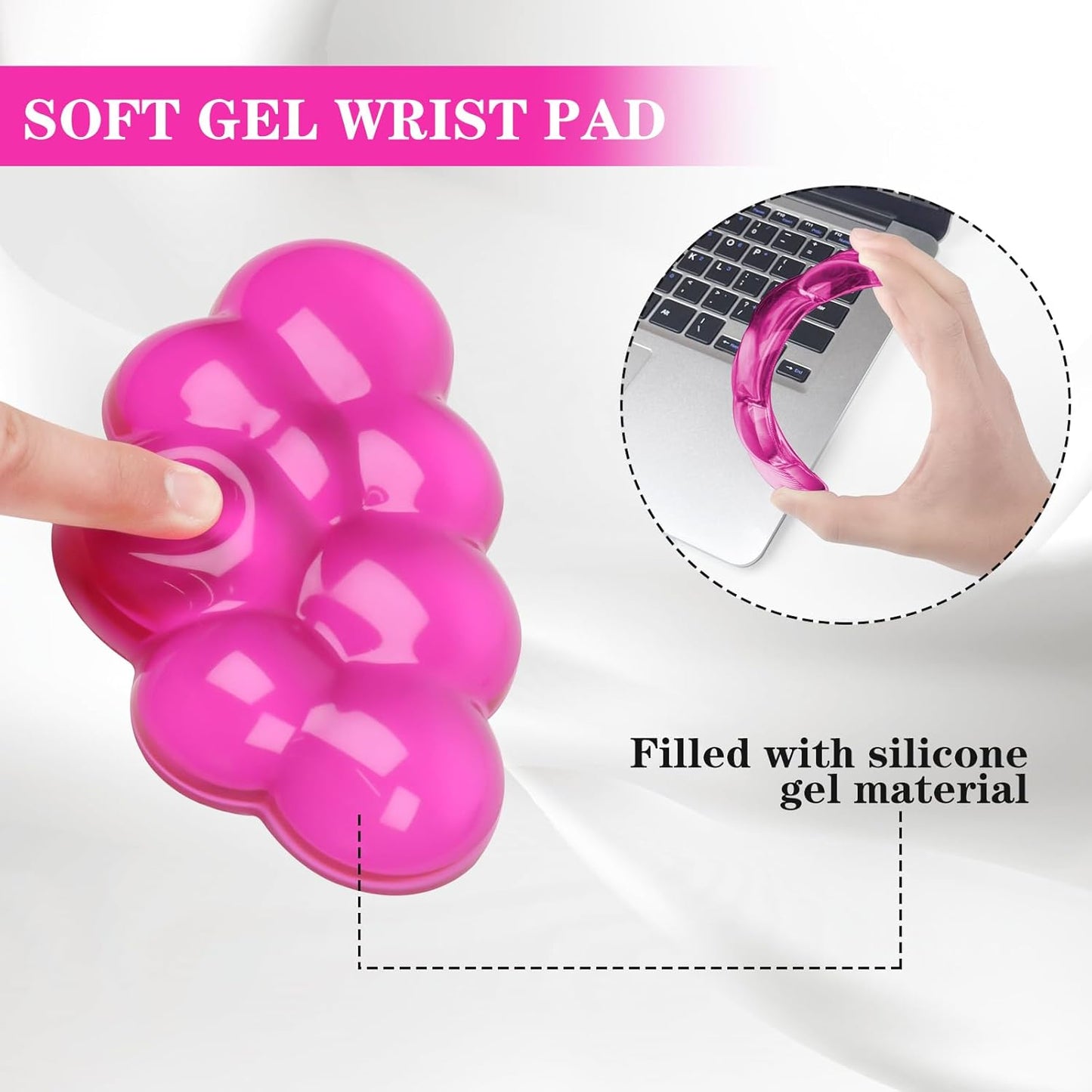 Gel Cloud Keyboard and Mouse Wrist Rest, Cute Wrist Support and Arm Support Keyboard Rest for Keyboard and Mouse Typing Pain Relief，Suitable for Office/Computer/Laptop/Gaming (Pink)