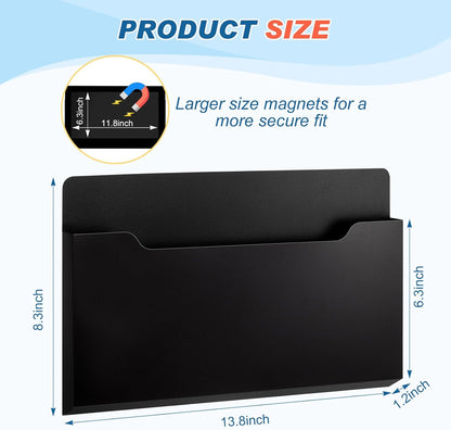 Feifeiya 2 Pcs Magnetic File Folder Wall Hanging Holder Large Pocket Paper Magazine Mail Organizer for Refrigerator Classroom Locker Whiteboard(Vertical,Purple Color,12.2 x 9.4 Inches)