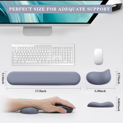 Wrist Rest for Keyboard and Mouse Pad, Ergonomic Memory Foam Keyboard Wrist Rest Set, Luxe Leather, Non-Slip Desk Accessories for Office and Home (Green)