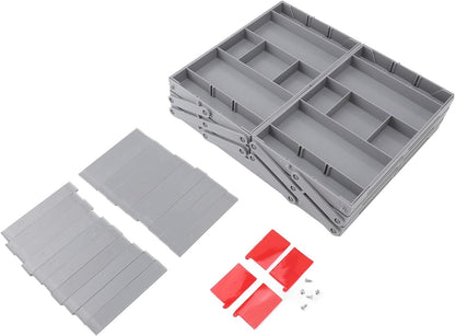 Pomya Multi Tier Drawer Organizer, Foldable Expandable Desk Storage Organizer Tray Bins with Compartments Storage Trays, Adjustable Double Row Organizer Trays for Make Up, Jewelry (2