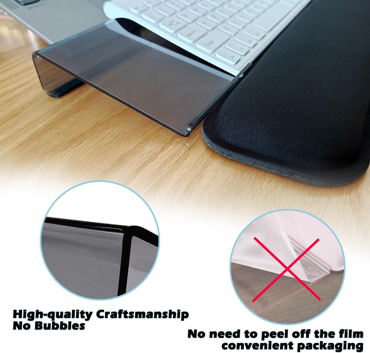 Computer Keyboard Wrist Rest Stand Set for Desktop, Keyboard Holder Easy Typing with Wrist Pad for Office, Home, School - Pink