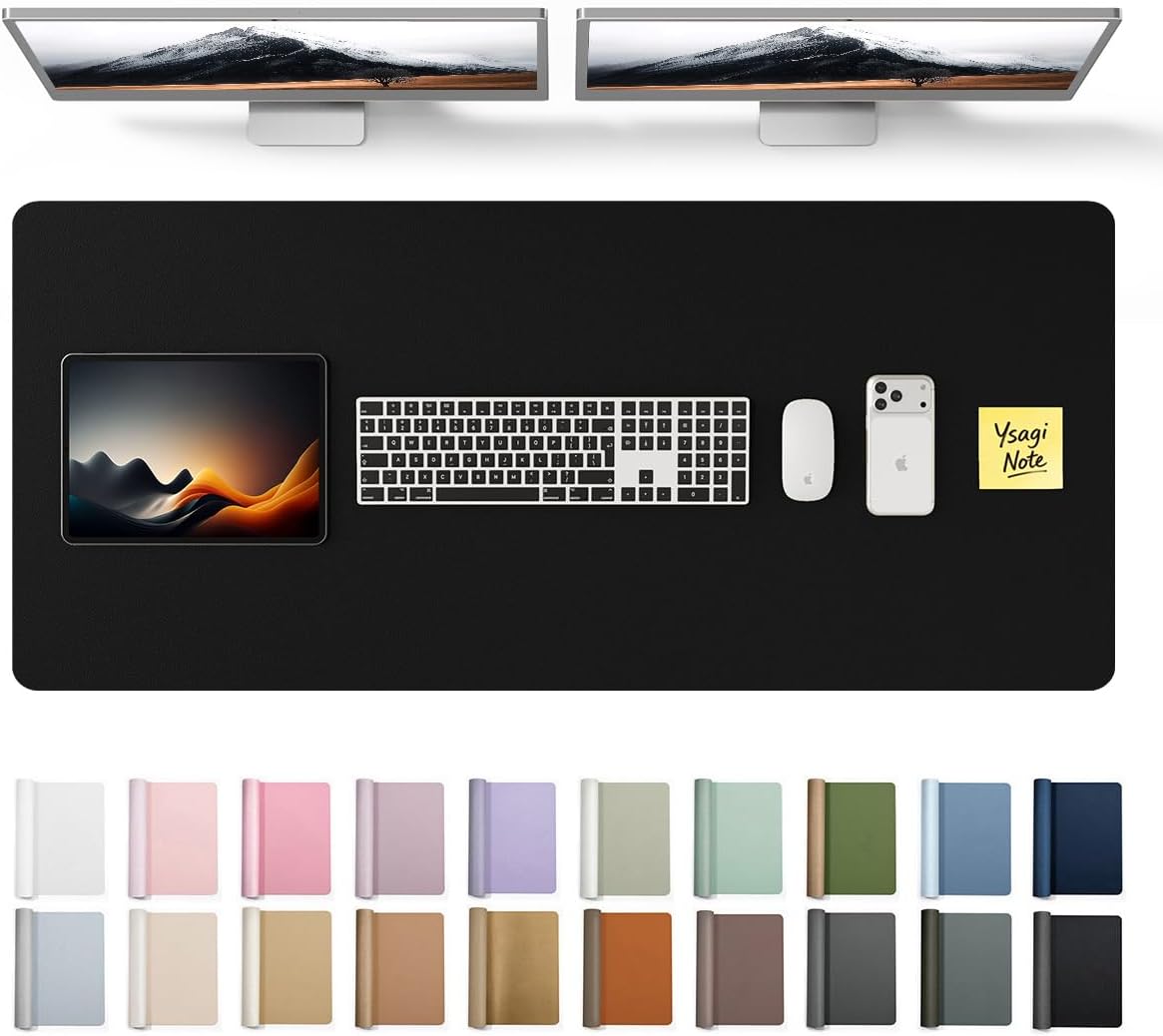 YSAGi Leather Desk Protector, Office Mat, Large Mouse Mat, Non-Slip PU Leather Blotter, Laptop Pad, Waterproof Writing Pad for Office and Home (Light Pink, 23.6" x 13.8") - Colors B