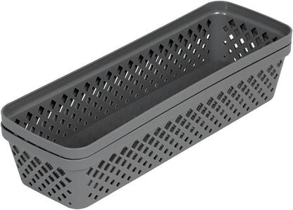 Glad Plastic Storage Basket Set - Multipurpose Drawer Trays, Kitchen Pantry Containers, and Bathroom Bins - 6 Pack Medium Organizers, Grey