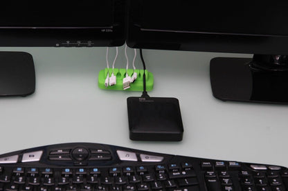 Heaviest Cable Organizer on The Market! Compact and Weighted Desktop Cord Holder and Cable Organizer, Eco-Friendly Silicone, No Bad Smell, Bundled with 4 Reusable Cable Ties! (Black)