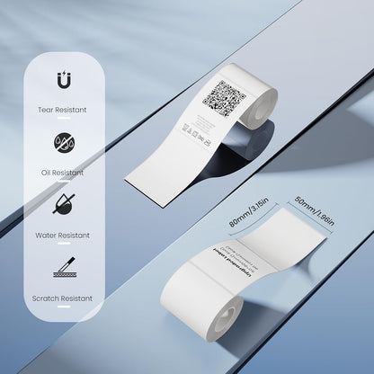 Clabel Printable White Cable Labels 6 Rolls of Thermal Self-Adhesive Paper Labels Tape, 25x78mm (1"x3") 100 Sheets Per Roll, Black Print on White Sticker Tags Durable