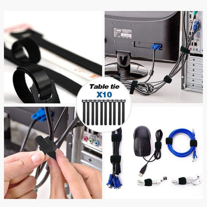 [Set of Three] Cable Management Boxes Organizer, Large Storage Wires Keeper Holder for Desk, TV, Computer, USB Hub, System to Cover and Hide & Power Strips & Cords (Black)