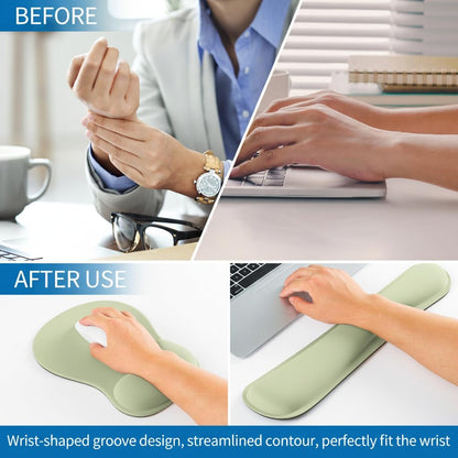 RICHEN Wrist Rest Support for Mouse Pad&Keyboard Set with Coaster,Concave Curved Memory Foam, Non-Slip Base Pain Relief Comfortable Easy Typing Pad for Home/Office (Lavender Purple)