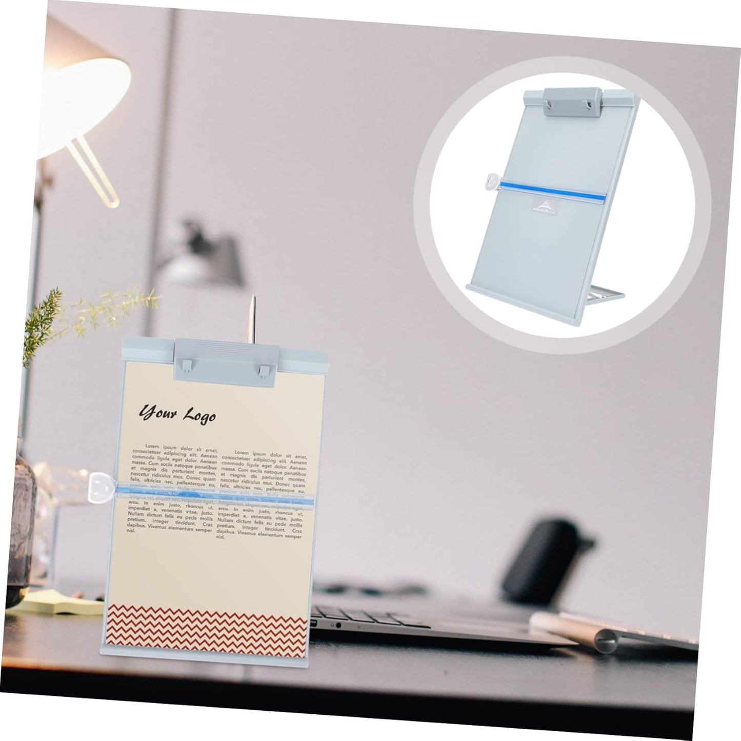 OSALADI Adjustable Desktop Paper Stand Document Holder Reading Stand with Removable Ruler Lightweight Plastic Office Organizer for Comfortable Neck Support