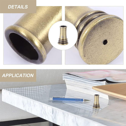 LUOZZY 3 Pcs Single Pen Holder for Desk Pen Base Metal Copper Pen Holder Stand for House Office (Bronze)